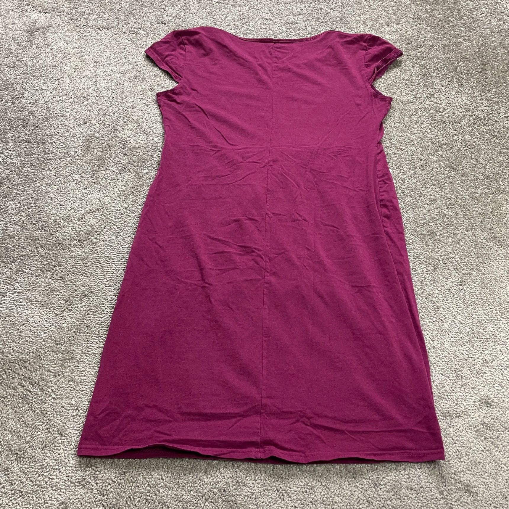 Vintage Unbranded Casual Sheath Dress Womens Medium Solid Purple Cap Sleeve Round Neck Lightweight Midi Size M / US 6-8 / IT 42-44 - 2 Thumbnail