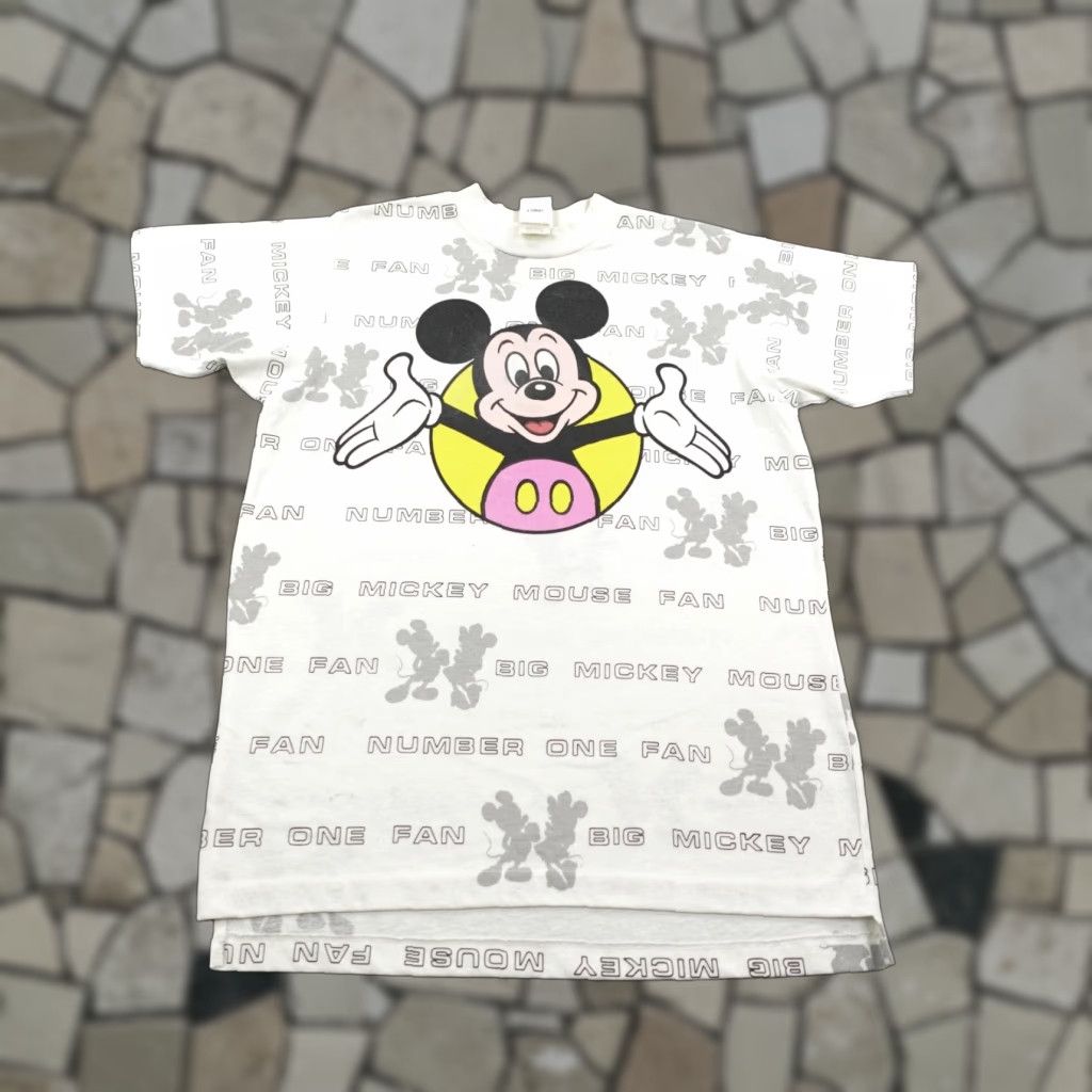 Disney VINTAGE Disney Shirt Mens Medium Mickey Mouse White All Over Print AOP USA 90s Size US M / EU 48-50 / 2 - 1 Thumbnail