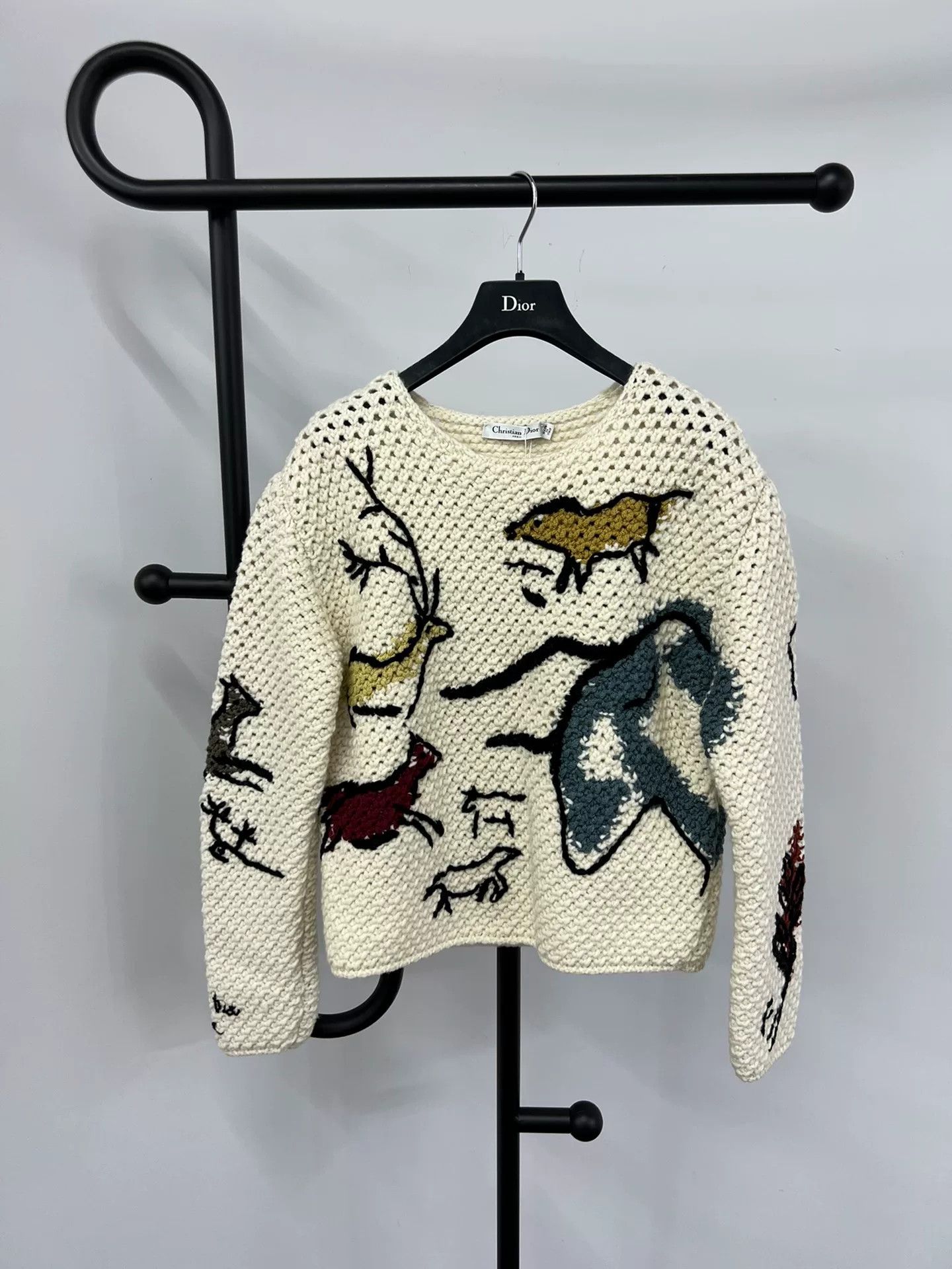 Dior Dior White Animal Pattern Knit Sweater Size XS / US 0-2 / IT 36-38 - 1 Thumbnail
