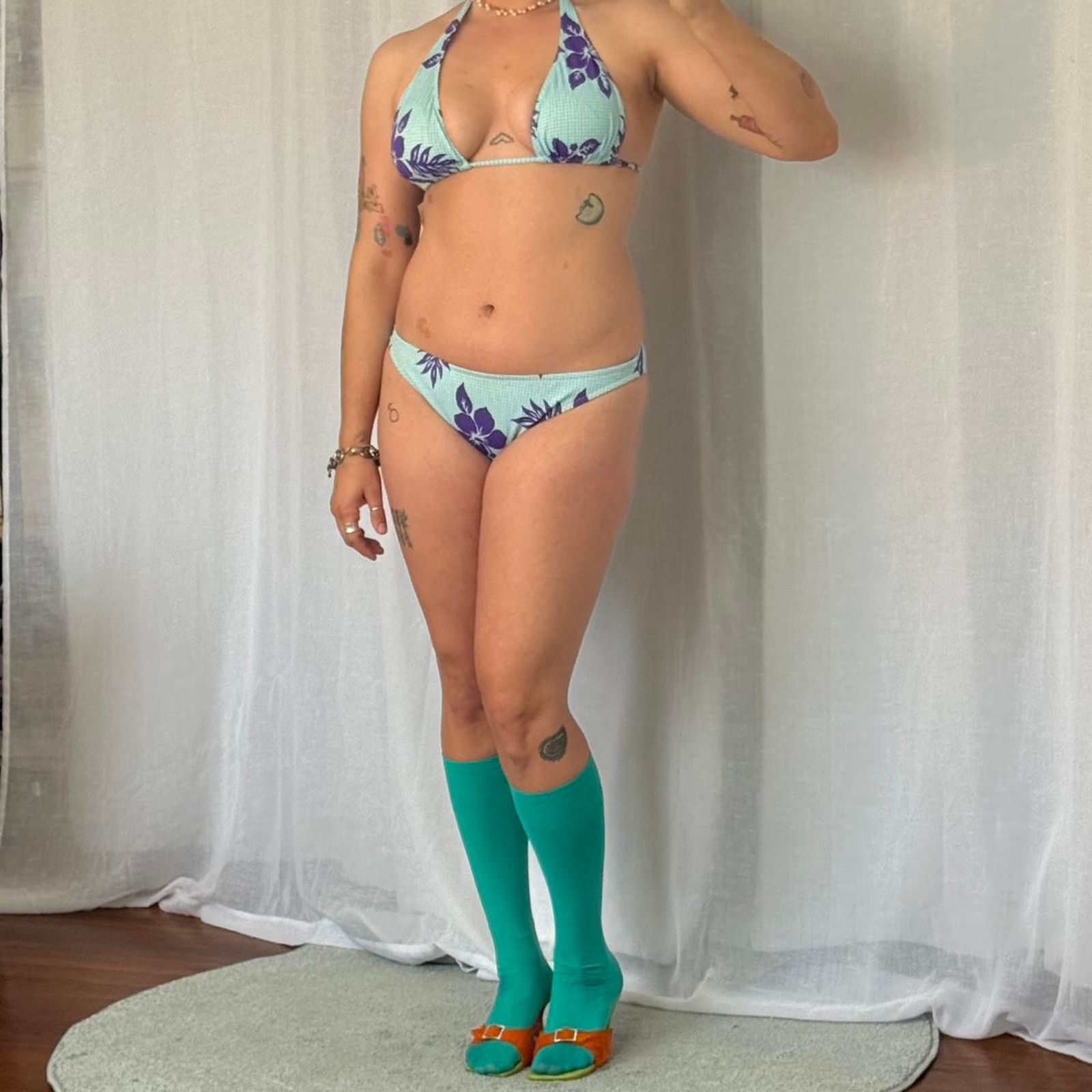 Vintage Vintage y2k floral gingham bikini Size M / US 6-8 / IT 42-44 - 2 Thumbnail