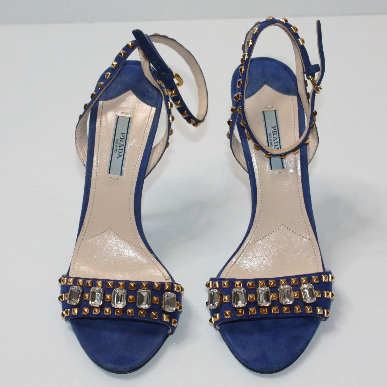 Prada Crystal Studded Sandal Open-Toe Heels in Cobalt US 9.5 Size US 9.5 / IT 39.5 - 3 Thumbnail