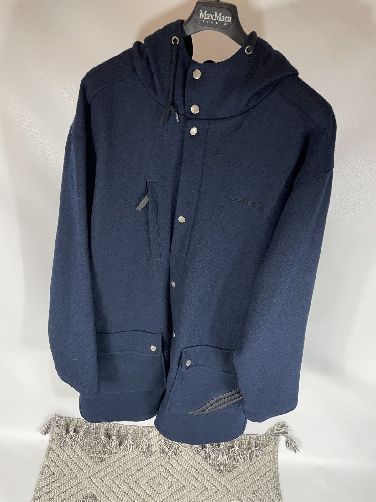 Adidas 00s Adidas Originals Vintage Wool Coat Navy Blue early 2000s Size US L / EU 52-54 / 3 - 19 Thumbnail