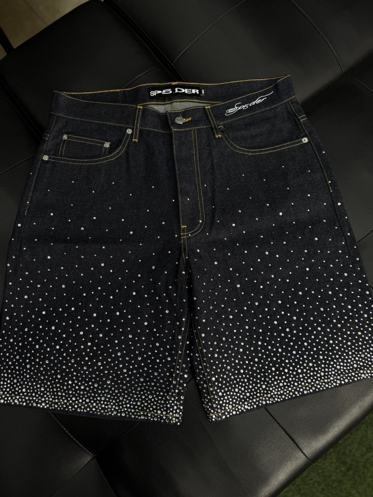 Sp5der Sp5der Rhinestone Crystal Jean Shorts Size (32) NEW Size US 32 / EU 48 - 1 Thumbnail