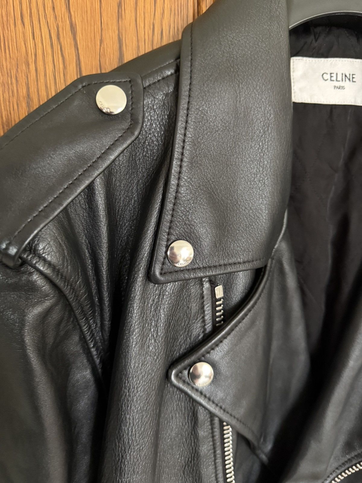 Celine $6.5k Celine Triomphe logo biker leather jacket Hedi Slimane Size US S / EU 44-46 / 1 - 19 Thumbnail