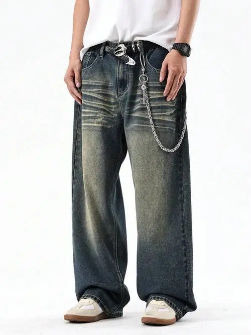 Jean Washed RETRO vintage 90s denim jeans Size US 34 / EU 50 - 2 Thumbnail