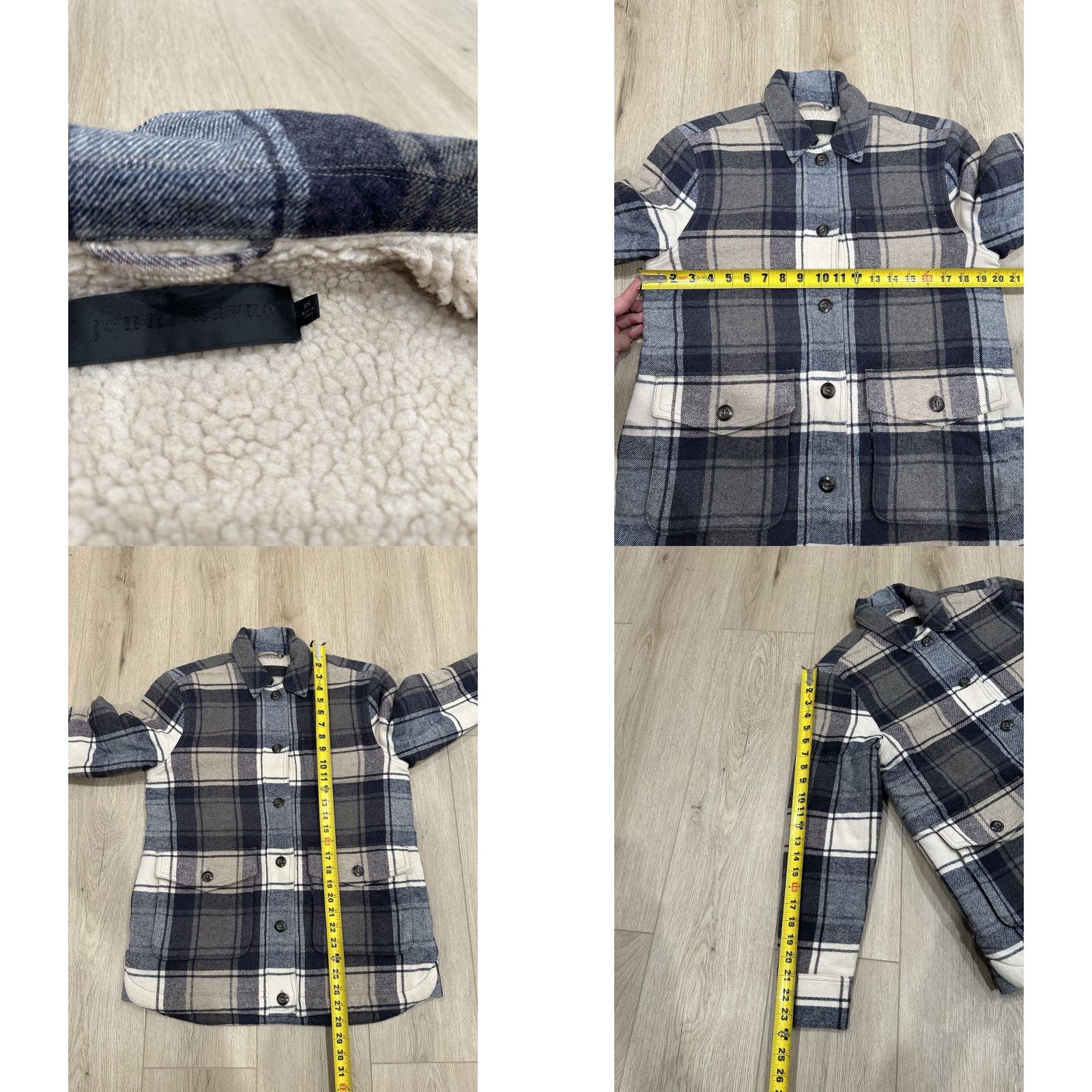 Vintage Jenni Kayne Farmhouse Shearling Lined Chore Jacket XS Wool Navy Plaid Size XS / US 0-2 / IT 36-38 - 9 Thumbnail