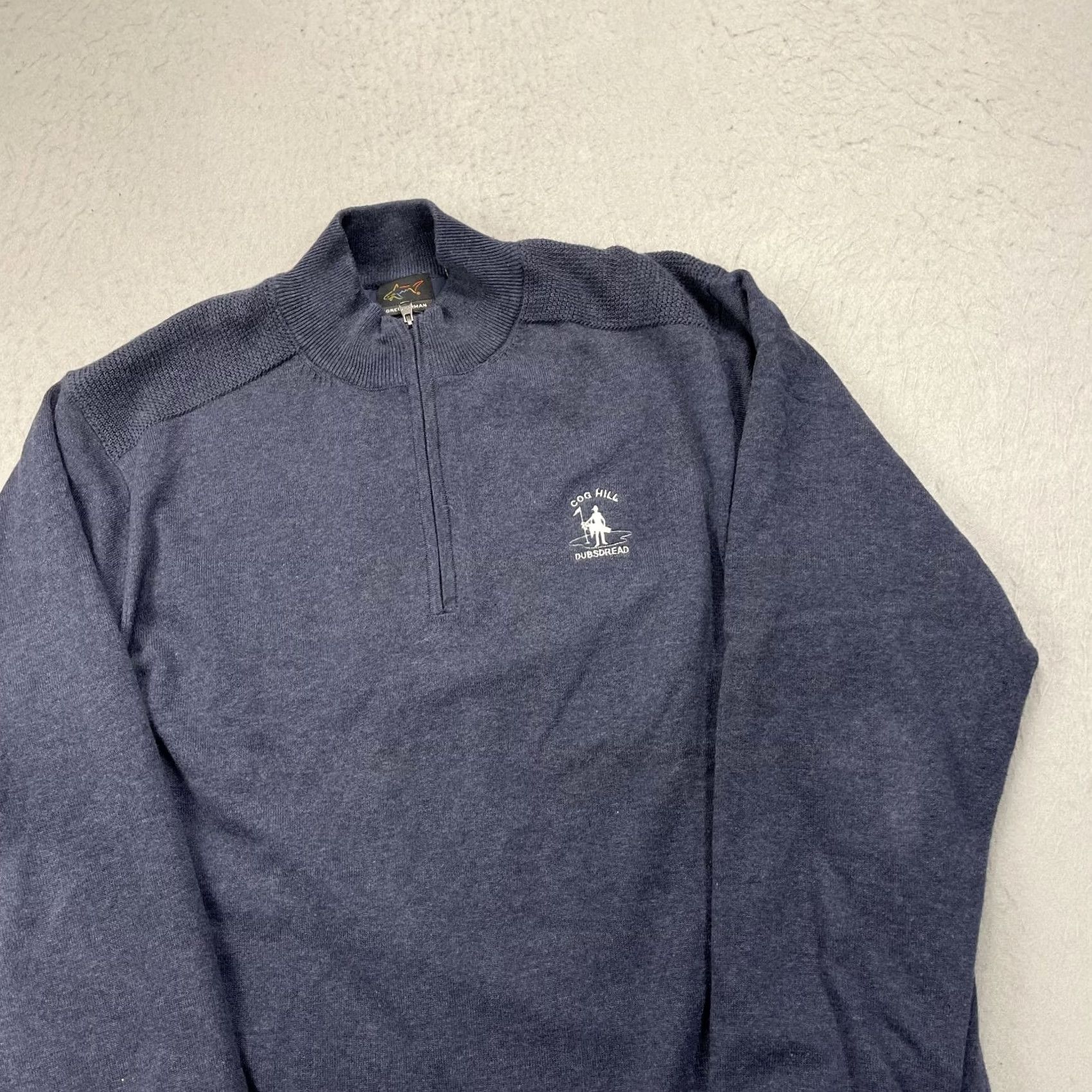 Vintage Greg Norman Cog Hill Dubsdread Golf Sweater Mens L Blue 1/4 Zip Lined Mock Neck Pullover Sports Knit Winter Fall Regular Sized Shirt? Size US L / EU 52-54 / 3 - 3 Thumbnail
