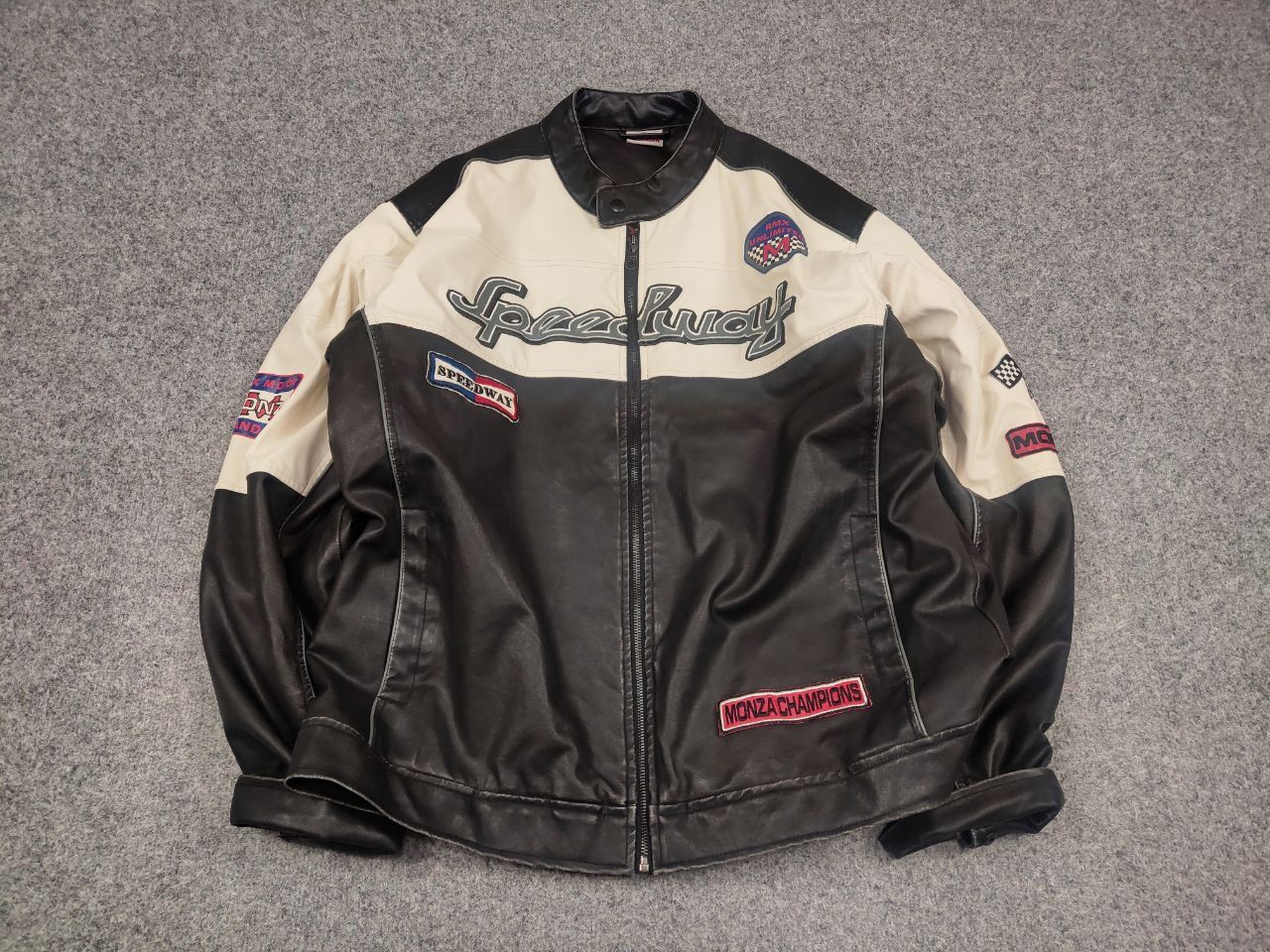 Vintage Vintage Speedway Monza Racing Moto Leather Style Jacket Size US XL / EU 56 / 4 - 2 Thumbnail