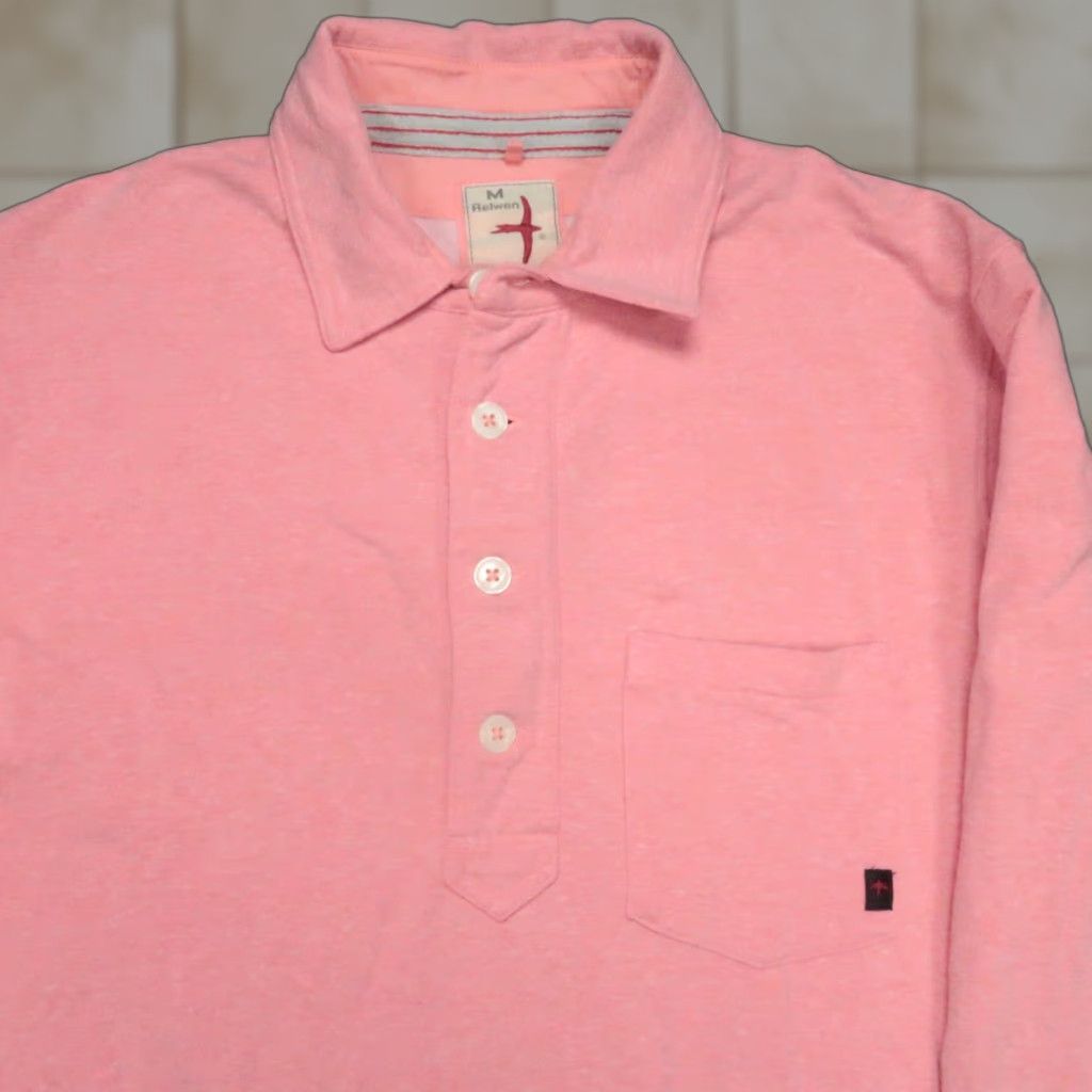Relwen Relwen Shirt Mens Medium Pink Long Sleeve Polo Popover Size US M / EU 48-50 / 2 - 1 Thumbnail