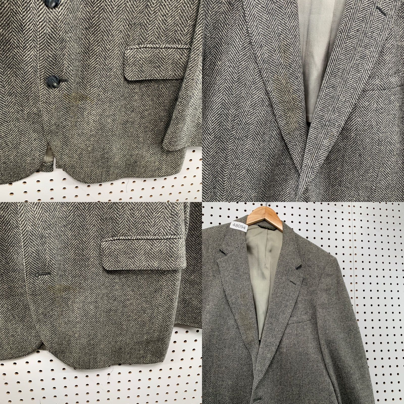 Vintage VINTAGE Jaymar Sansabelt Mens Blazer Sport Coat 40 Grey Herringbone Wool Jacket Size 40R - 8 Thumbnail
