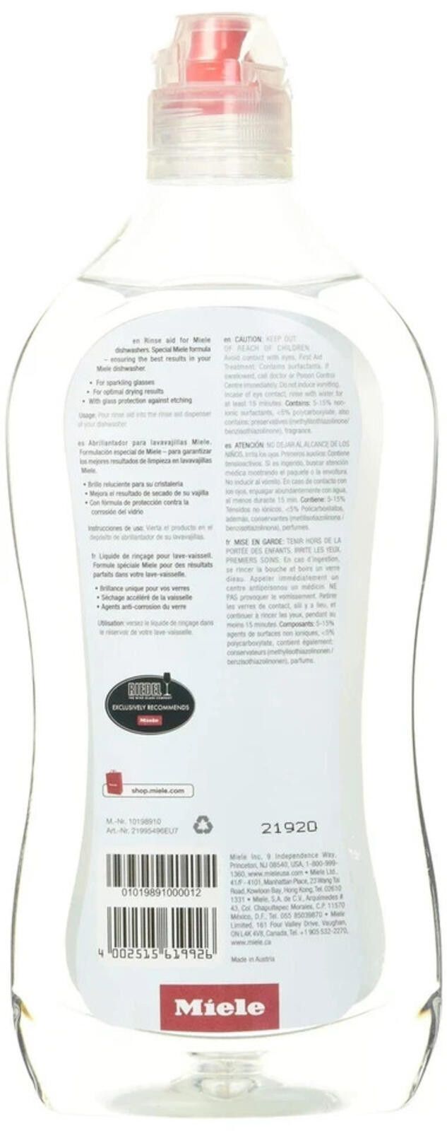 Nicole Miller Miele Original Dishwasher Rinse Aid, for 16.9 Fl Oz White Size ONE SIZE - 2 Thumbnail