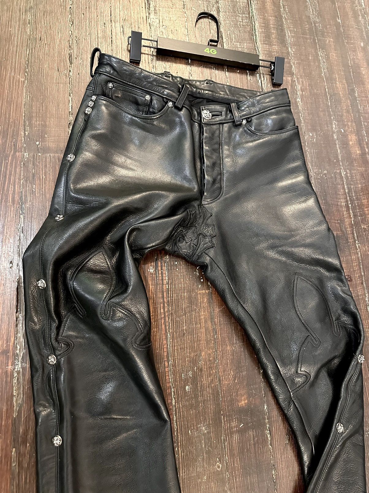 Chrome Hearts CHROME HEARTS CUSTOM STUDDED ROCKSTAR LEATHER JEANS CROSS Size US 30 / EU 46 - 1 Thumbnail