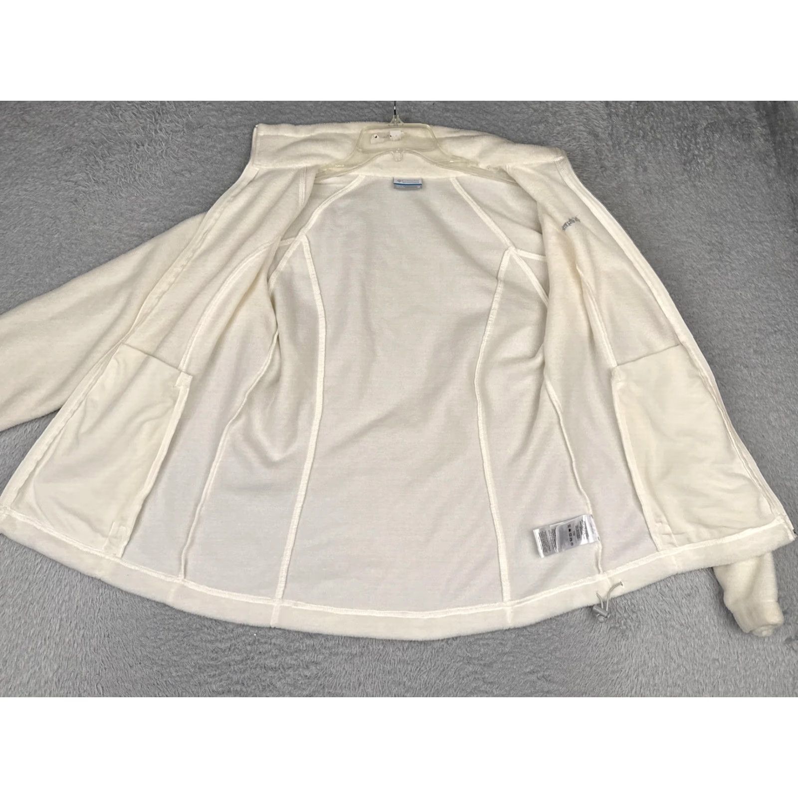 Pinko Columbia Jacket Womens Medium White Fleece Full Zip Outdoor Hiking Pink Ribbon Embroidered Logo Pockets Size M / US 6-8 / IT 42-44 - 2 Thumbnail