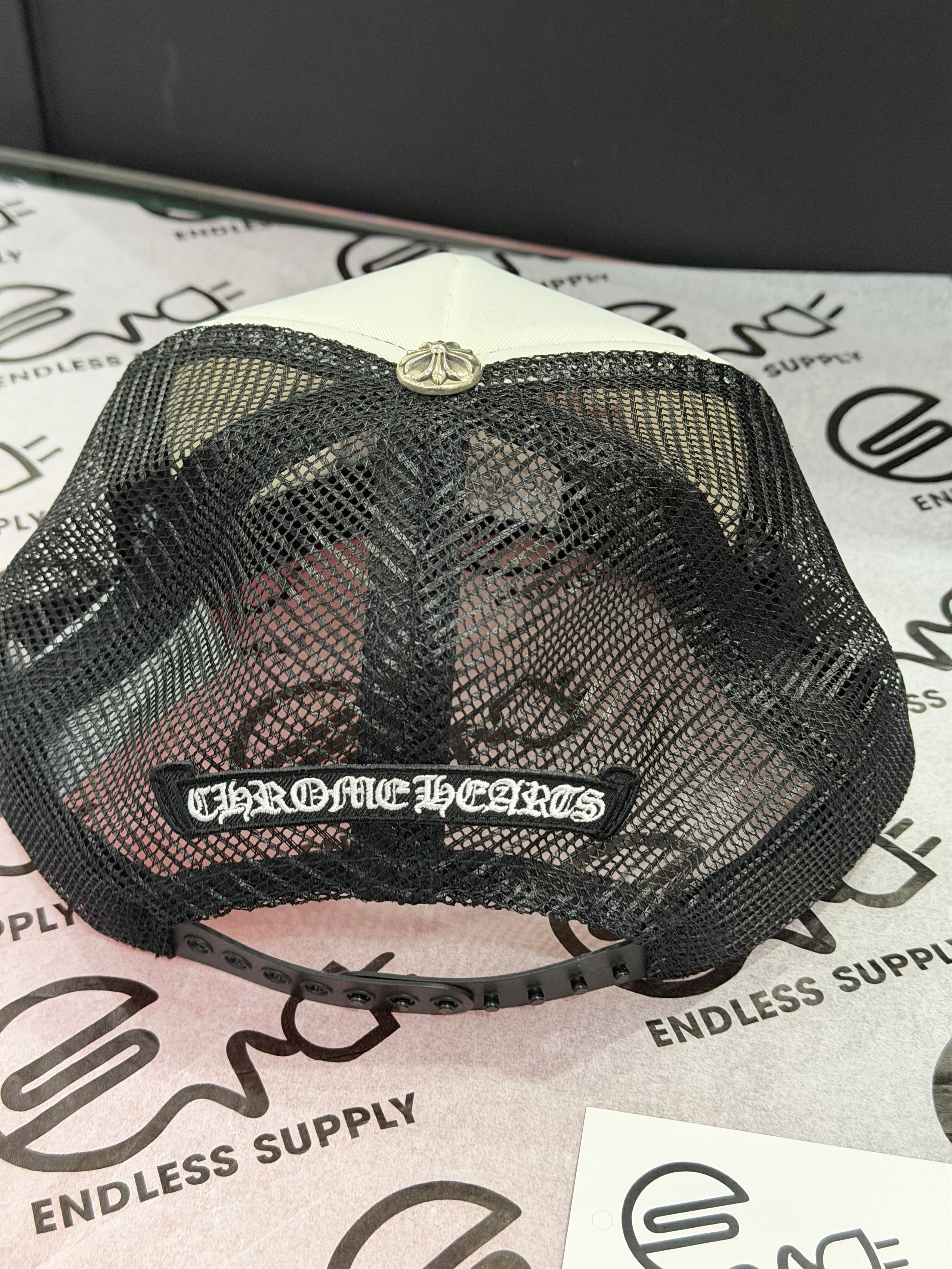 Chrome Hearts Chrome Hearts Leather Cemetery Cross Patch Hat Black/White Size ONE SIZE - 3 Thumbnail