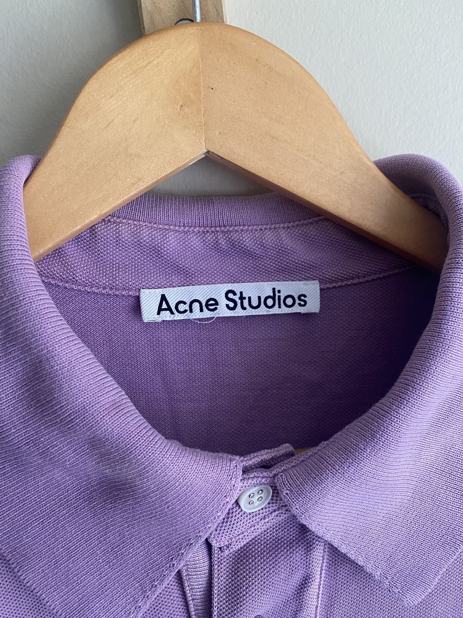 Acne Studios $300 - Cotton Polo Shirt - Washed Lilac Size US S / EU 44-46 / 1 - 12 Thumbnail