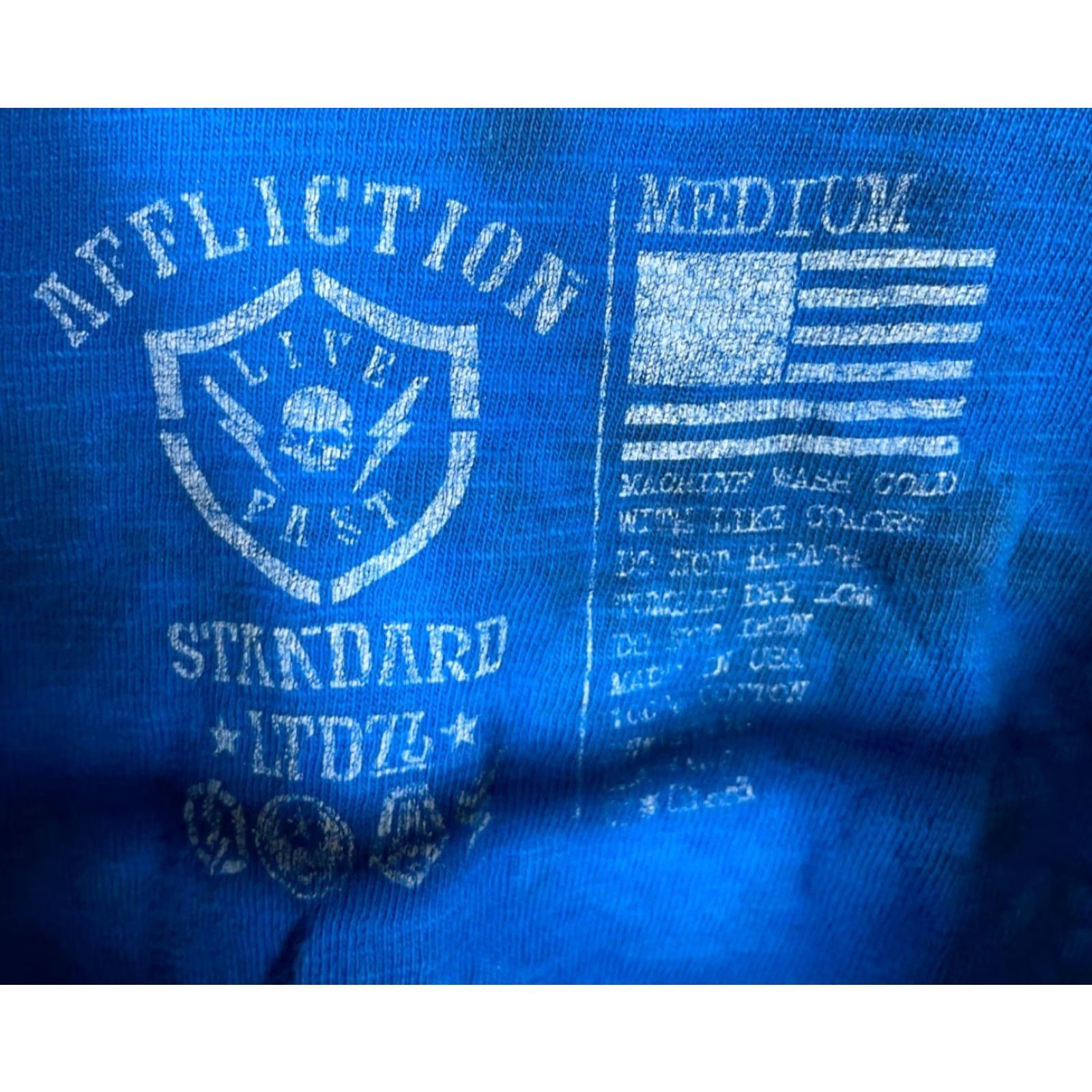 Affliction VINTAGE Affliction T-Shirt Mens Medium Blue Long Sleeve Graphic Print Skull Rock Tribal Double-Sided Raw Edges Y2K USA Made Size US M / EU 48-50 / 2 - 3 Thumbnail