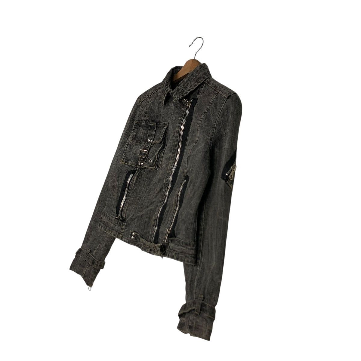 Japanese Brand 🔥VINTAGE CROPPED DENIM BIKER JACKET BISCOTE ISSEY MIYAKE Size US XS / EU 42 / 0 - 4 Thumbnail