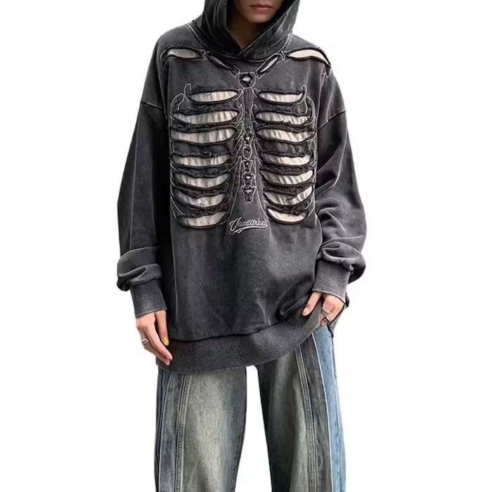 Japanese Brand Skeleton Hollow Out Black Hoodie Size US M / EU 48-50 / 2 - 1 Thumbnail