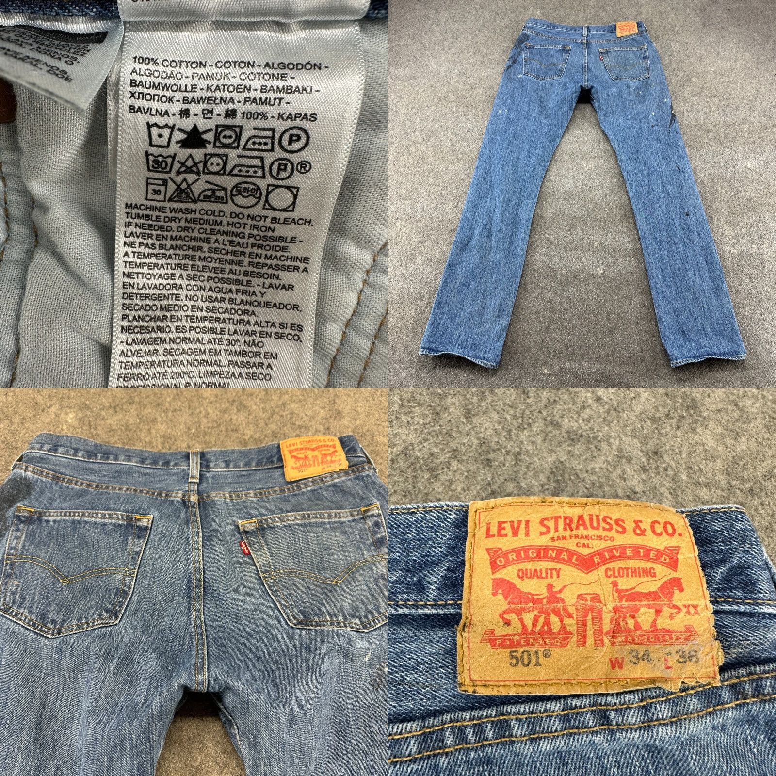 Levi's VINTAGE Levi's 501 Jeans Mens 34x36 Blue Straight Regular Distressed Light Wash Size US 34 / EU 50 - 8 Thumbnail
