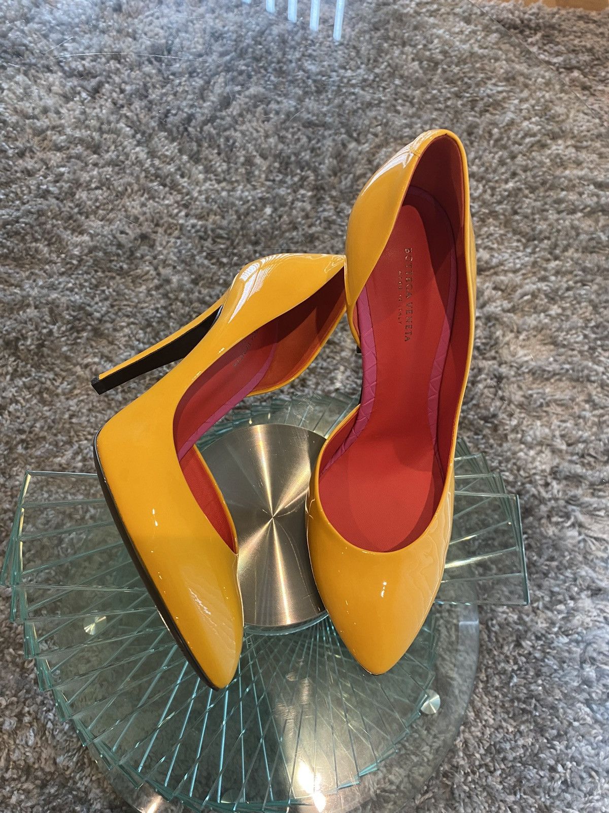image of Bottega Veneta Leather Heel Shoes in Yellow, Women's (Size 8.5)