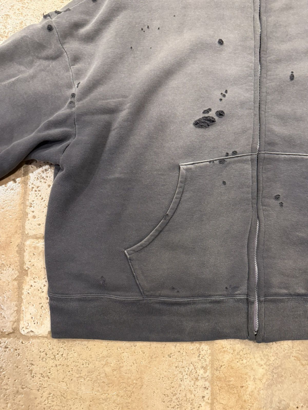 Saint Michael Saint Michael Distressed Thermal Double Face Lay Zip Hoodie Size US S / EU 44-46 / 1 - 10 Thumbnail