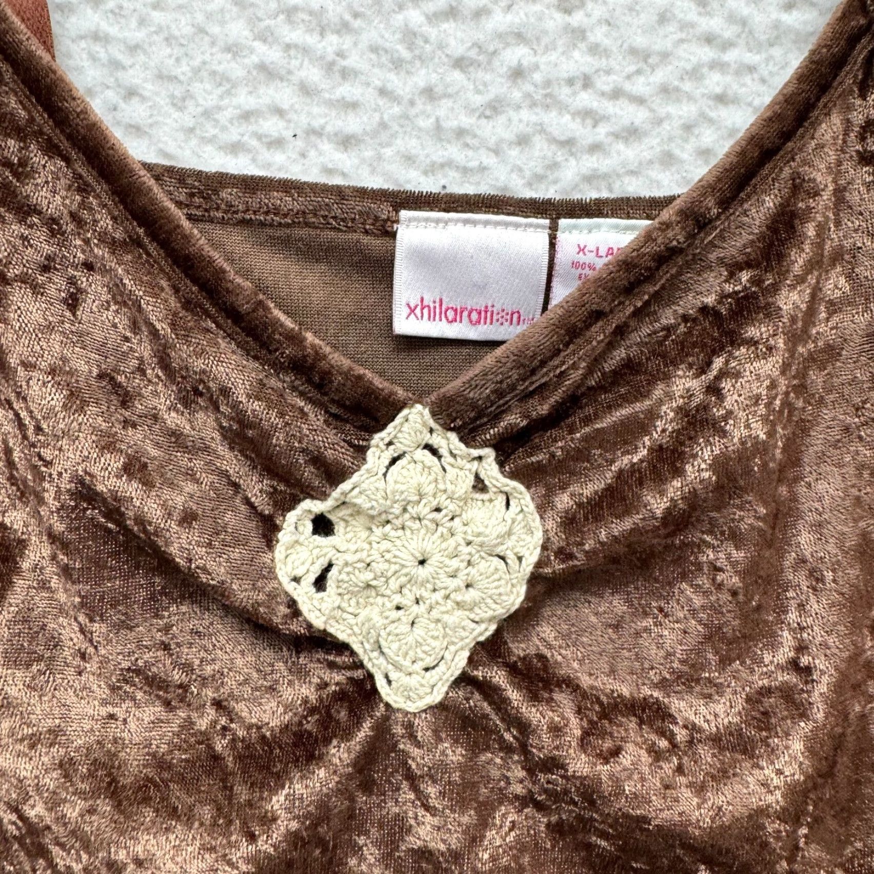 Vintage VINTAGE Xhilaration Camisole Top XL Brown Crushed Velvet Grunge Boho Fairy Shirt Womens Size XL / US 12-14 / IT 48-50 - 4 Thumbnail