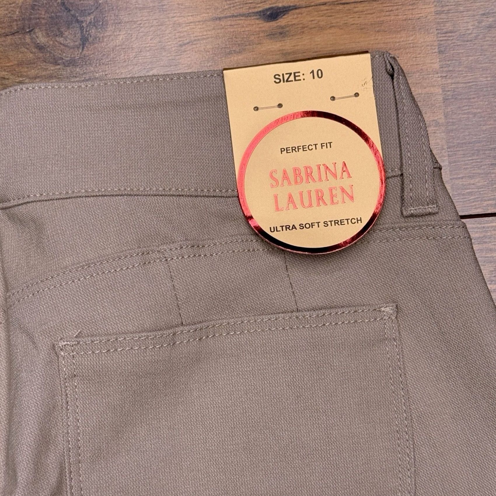 Vintage Sabrina Lauren Pants Womens 10 Tan Mid Rise Ultra Stretch Slim Tapered Cropped Straight Leg City Casual Travel Size 32" / US 10 / IT 46 - 7 Thumbnail