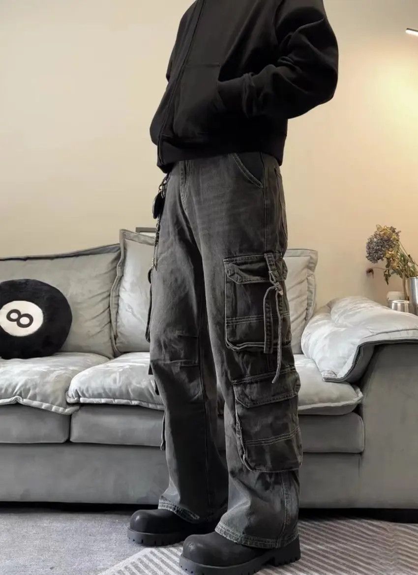 Designer × Japanese Brand baggy hip hop wide leg washed jeans Size US 30 / EU 46 - 3 Thumbnail