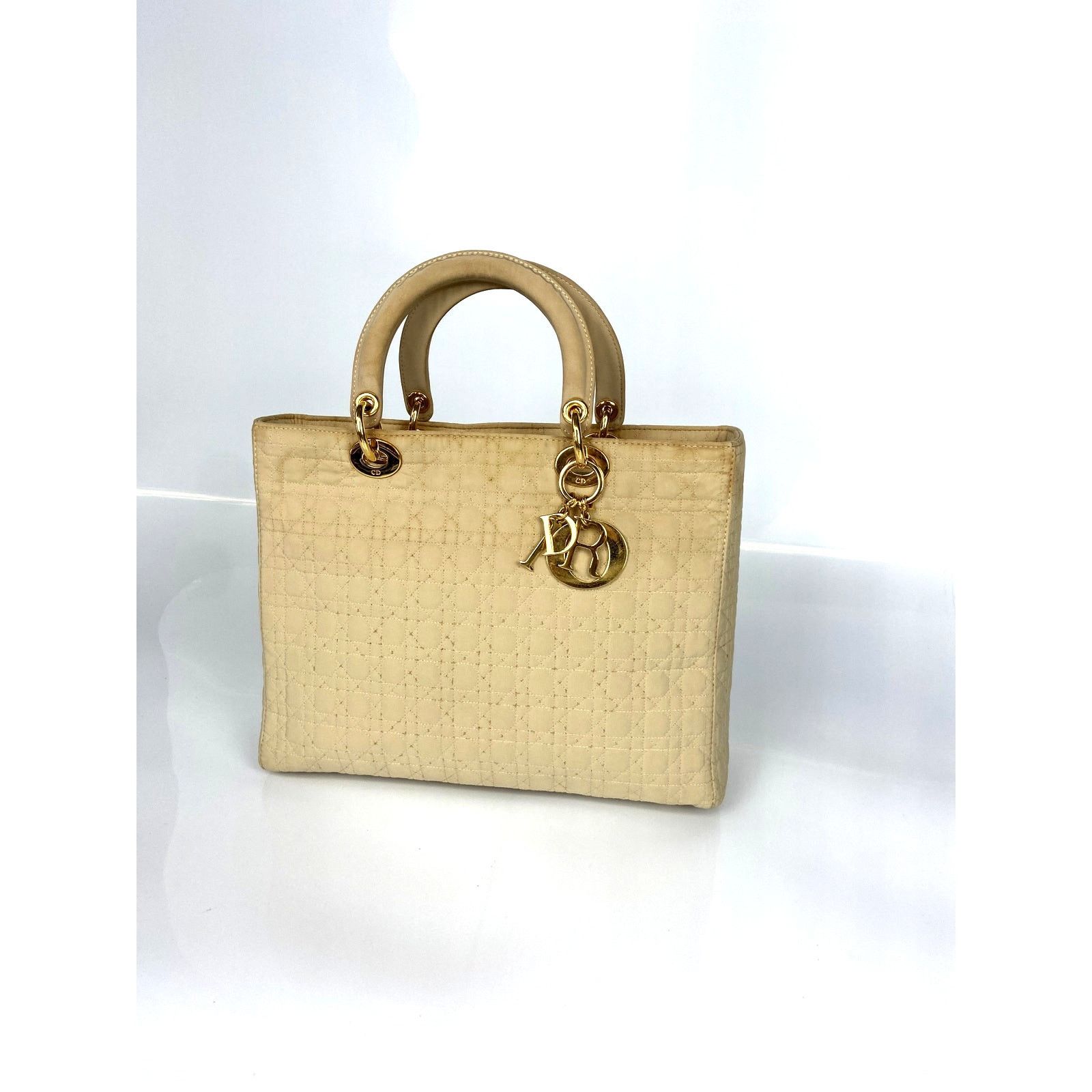 Dior Dior Beige Microfiber Lady Dior GD Handbag Size ONE SIZE - 3 Thumbnail