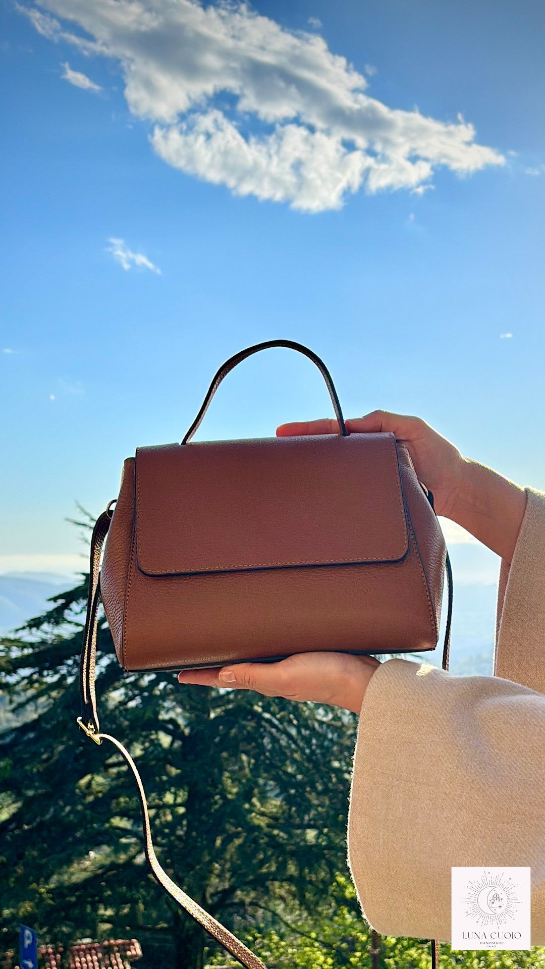 Vera Pelle Elegant Italian Handmade Leather Bag From Florence Size ONE SIZE - 6 Thumbnail