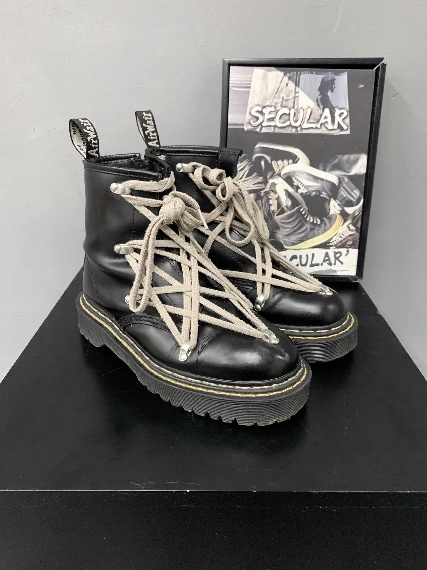 Rick Owens Rick Owens×Dr.Martens Co-branded Pentagram Ankle Boots K34 Size US 7 / IT 37 - 3 Thumbnail