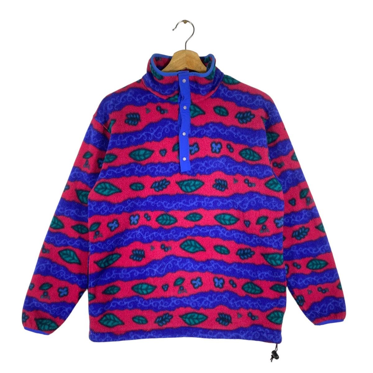 L.L. Bean × Patagonia Vintage Vintage L.L. Bean Red Multi Polar Fleece Half Button Size US M / EU 48-50 / 2 - 2 Thumbnail