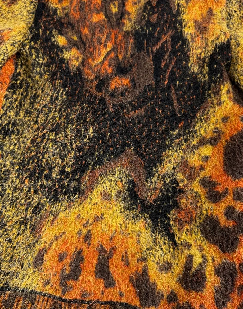 Roberto Cavalli 2000s Roberto Cavalli Vulcano Orange Leopard Fur Collar Mohair & Wool Cardigan Jacket Size M / US 6-8 / IT 42-44 - 11 Thumbnail