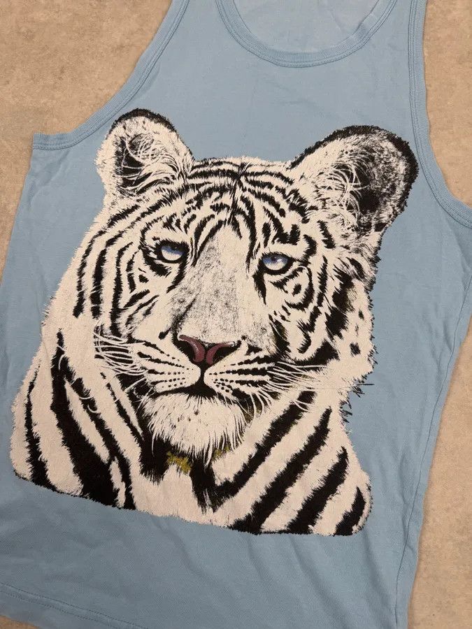 Dolce & Gabbana FW2004 Dolce & Gabbana White Tiger Baby Blue Tank Top Size US M / EU 48-50 / 2 - 5 Thumbnail