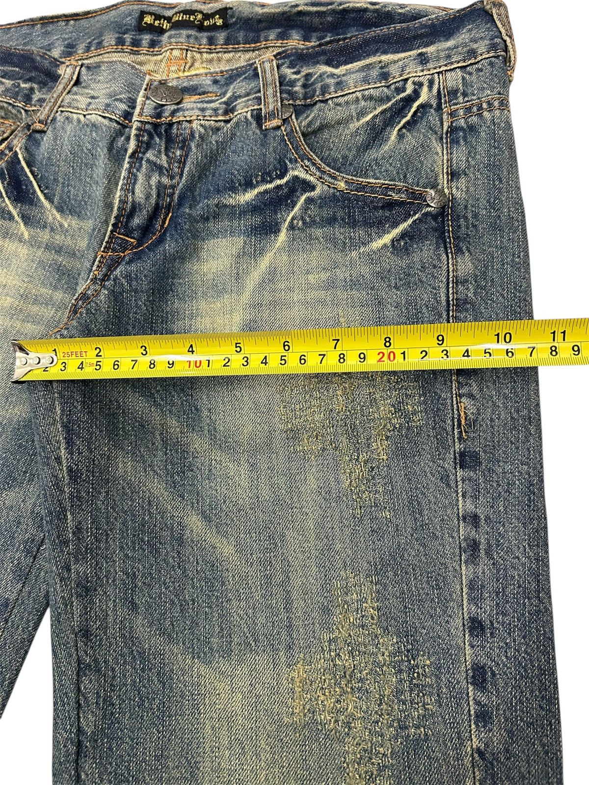 Japanese Brand Japanese Y2k Big Patch embroidered logo Mudwash Short Jeans Size US 35 - 16 Thumbnail