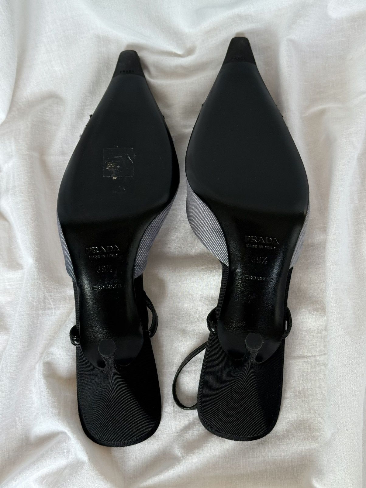 Prada NEW 🚨Prada Vintage Cloth Washed Dyed Black/Blue Mules Size US 8.5 / IT 38.5 - 10 Thumbnail