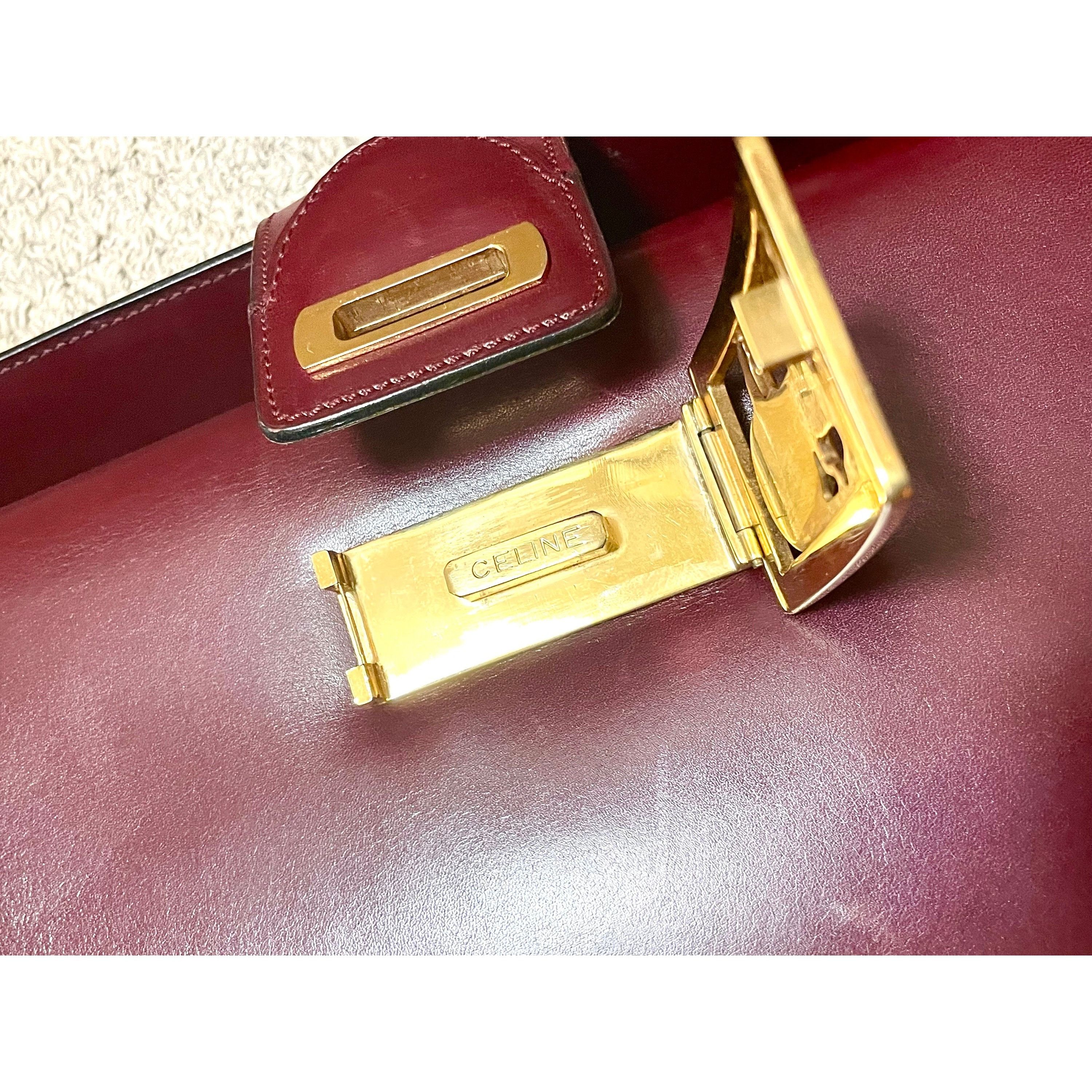 Celine Vintage CELINE wine Bordeaux leather shoulder bag with logo Size ONE SIZE - 7 Thumbnail