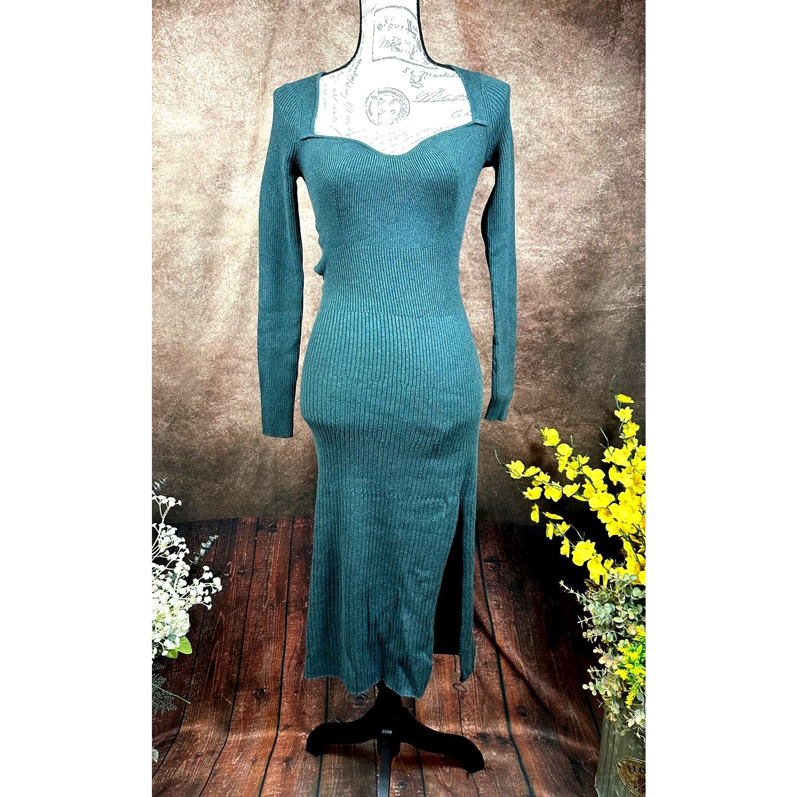 Other Skin Worldwide Mariana Cut Out Dress Moss Green Size S Size S / US 4 / IT 40 - 7 Thumbnail