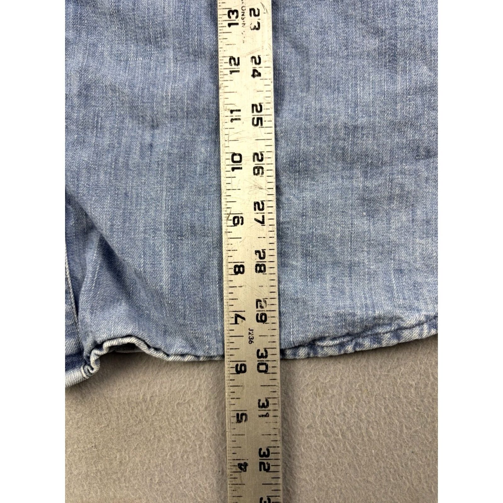 Carbon Carbon Shirt Mens XL Blue Chambray Denim Short Sleeve Button-Up Collar Spread Cotton Linen Size US XL / EU 56 / 4 - 6 Thumbnail