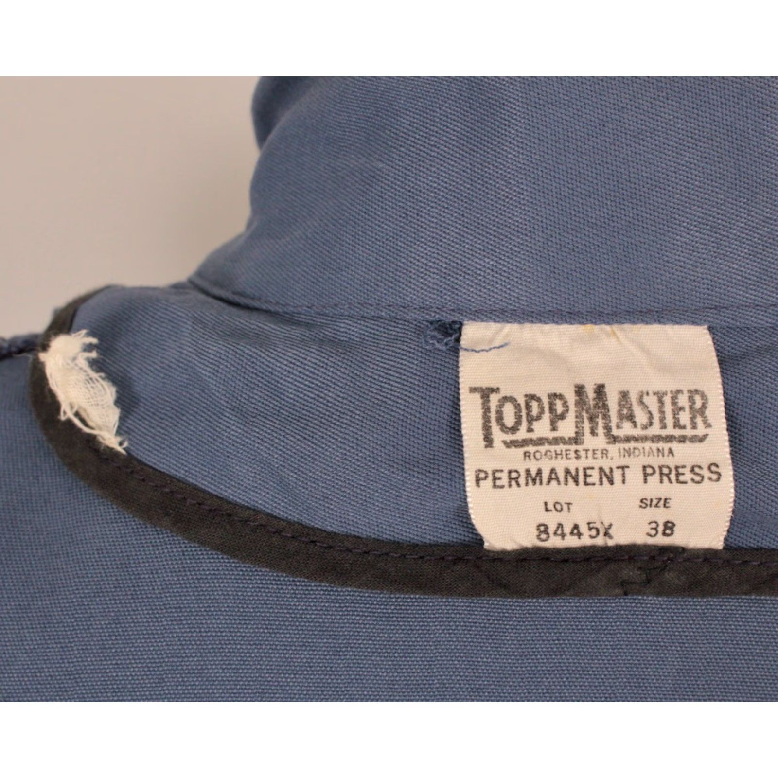 Vintage VINTAGE Men’s VTG 60s Blue Work Jacket 38 Regular Size Shirt Mens 1960s Topp Master Rayon Blend Work Jacket Size US XXS / EU 40 - 4 Thumbnail