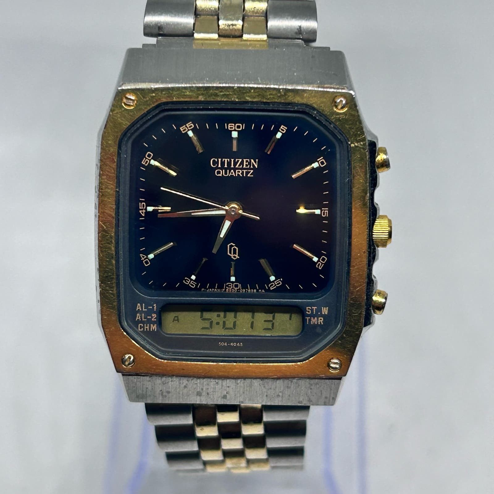 image of Vintage Citizen Two Tone Ana-Digi Watch Wr St. Steel Working in Silver, Women's