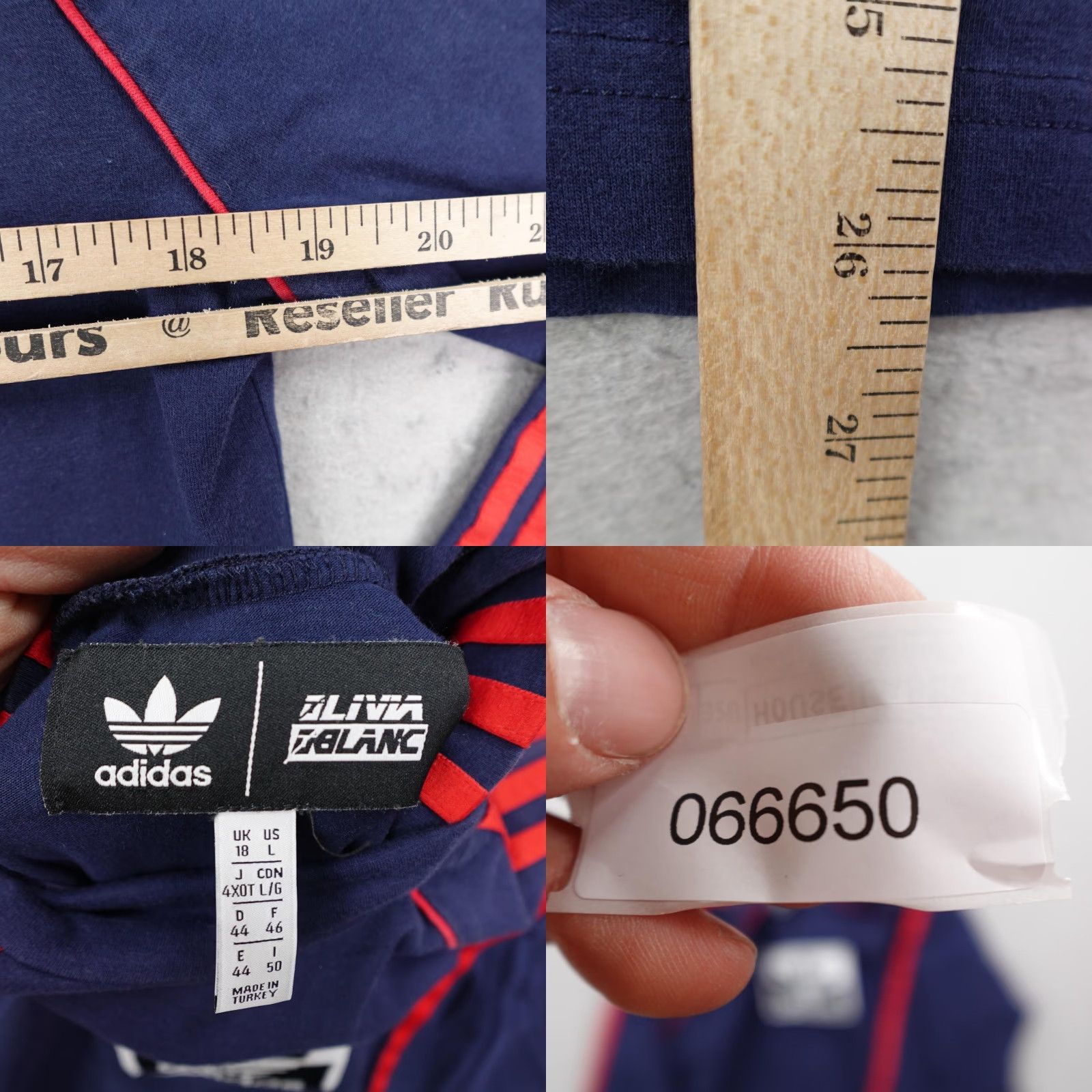 Adidas ADIDAS Shirt Womens Large Blue Red Mock Neck 1/4 Zip Track Top Long Sleeve Striped Raglan Outdoor Sports T-Shirt Size L / US 10 / IT 46 - 8 Thumbnail