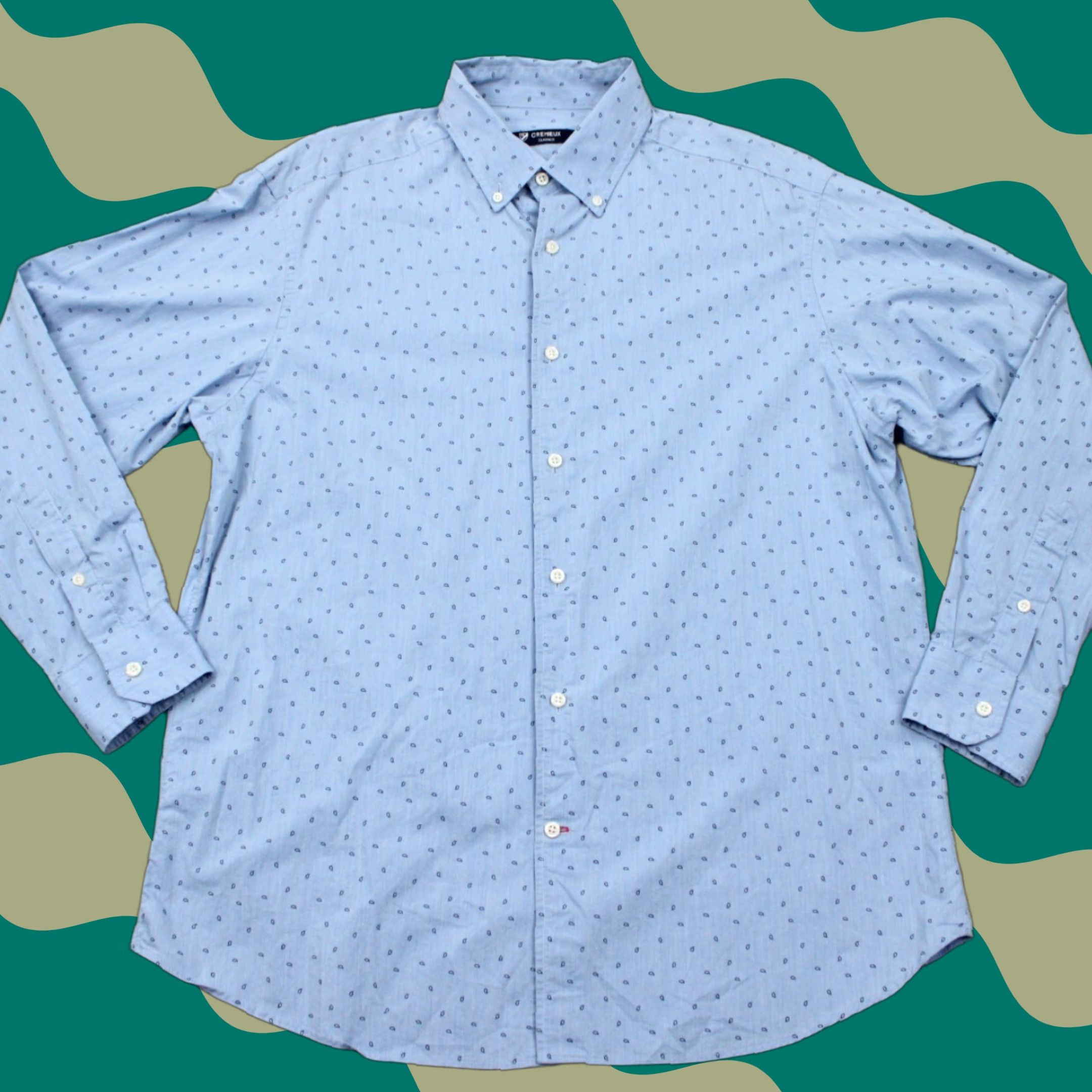 Cremieux Cremieux Classics Shirt Mens Large Blue Geometric AOP All Over Print Cotton L/S Size US L / EU 52-54 / 3 - 1 Thumbnail