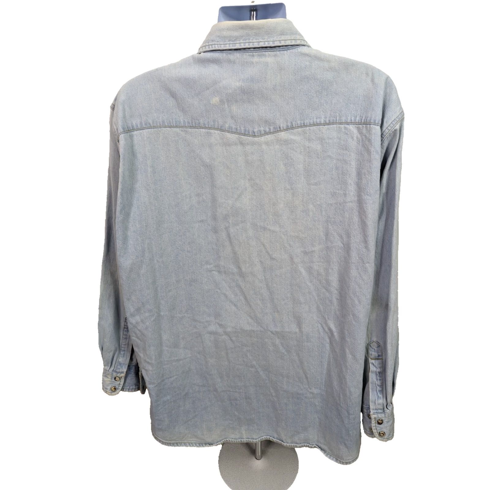 Wrangler VINTAGE Wrangler Denim Pearl Snap Cowboy Western Shirt Mens XL Blue 17-17.5 T2F Western Mens XL Blue Pearl Snap Shirt Size US XL / EU 56 / 4 - 3 Thumbnail