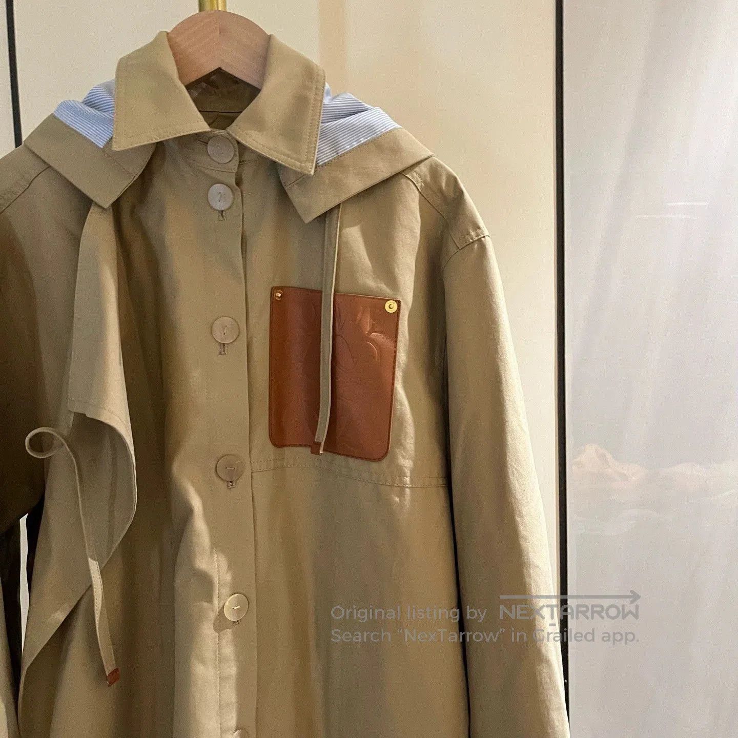 Loewe beige and blue striped hooded casual coat. Size US S / EU 44-46 / 1 - 2 Thumbnail