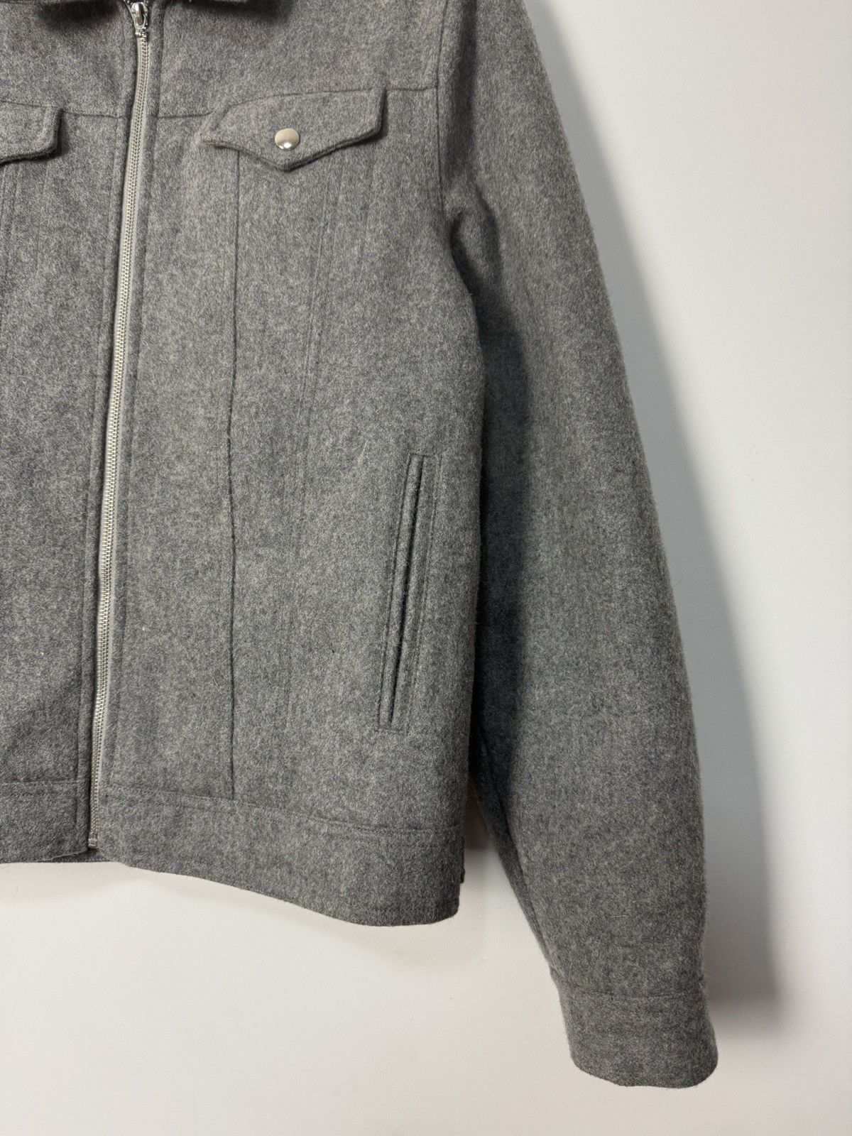 Daily Paper Daily Paper Vintage Grey Wool Trucker Jacket Basic Stlye Size US L / EU 52-54 / 3 - 3 Thumbnail