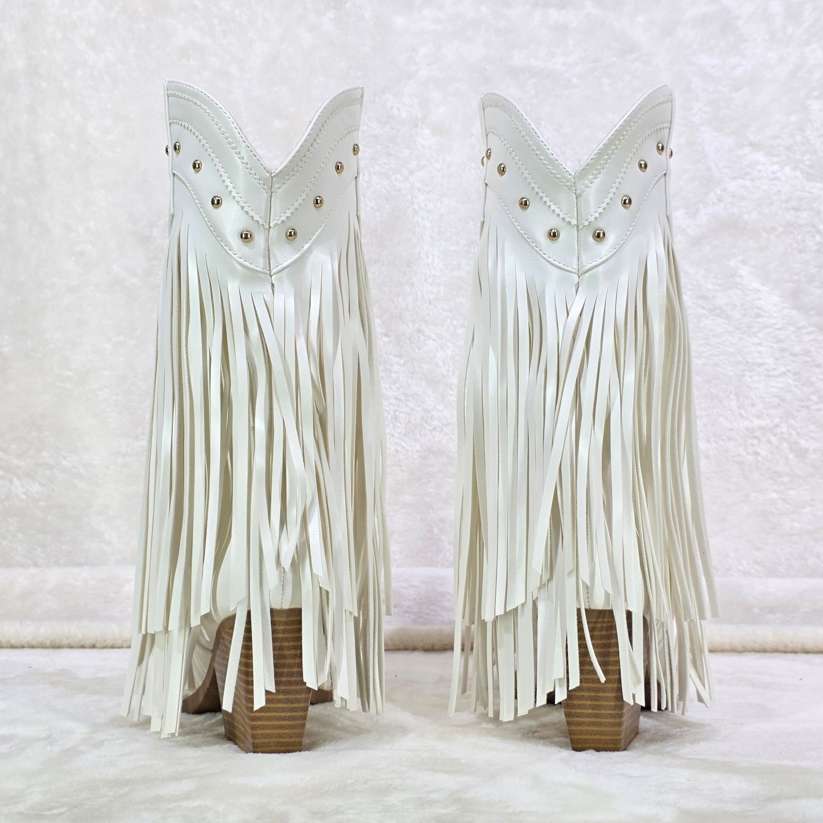 Other Boundary White Faux Leather Layered Fringe Country Western C Size US 6 / IT 36 - 5 Thumbnail
