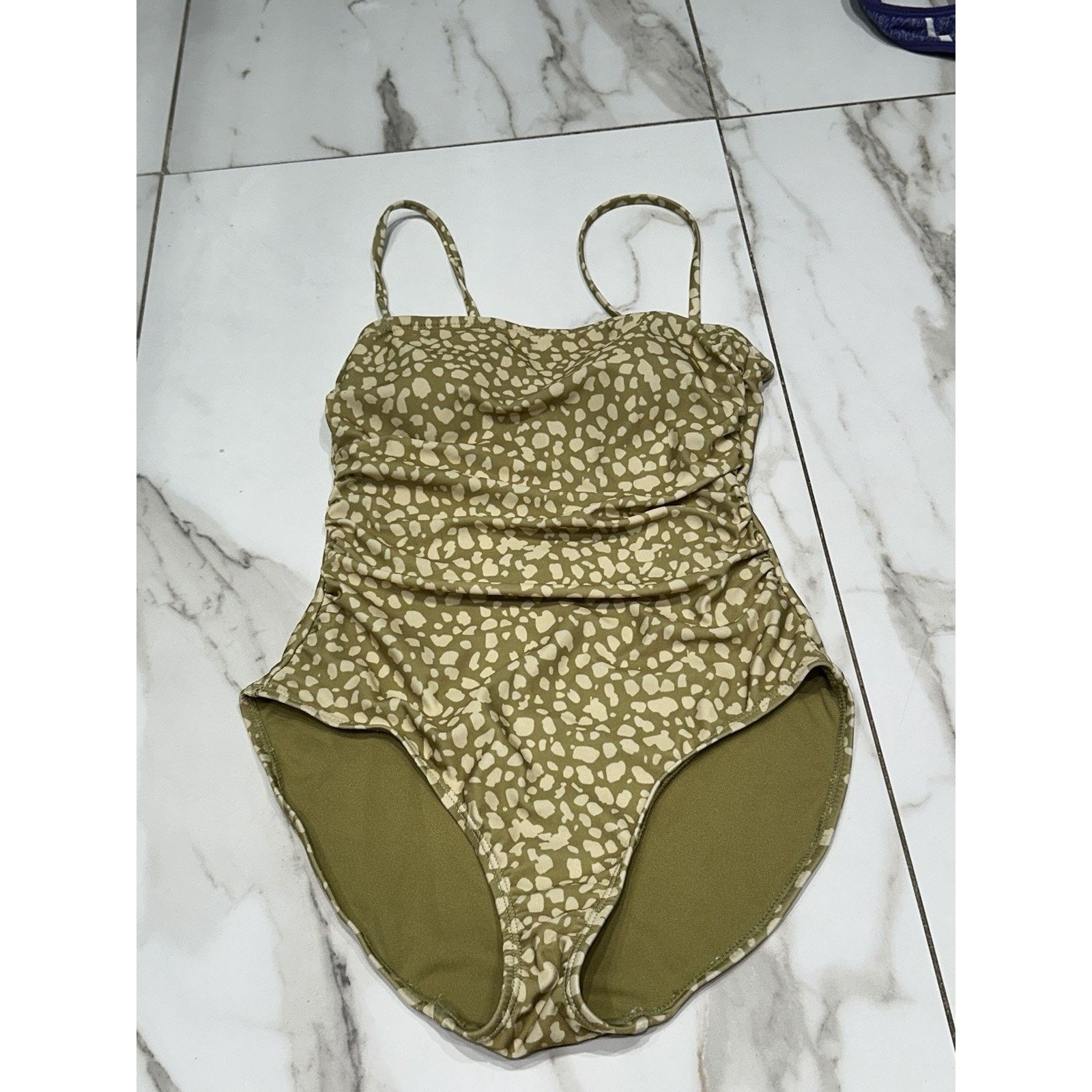 Primark Primark One Piece Bandeau Control Green Dot Print Swimsuit Size ONE SIZE - 1 Thumbnail