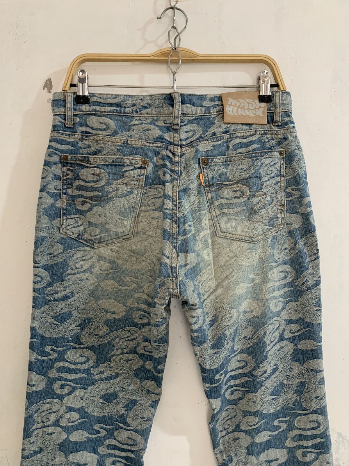 Japanese Brand Mash mania denim jacquard dragon flared pants Size US 32 / EU 48 - 4 Thumbnail