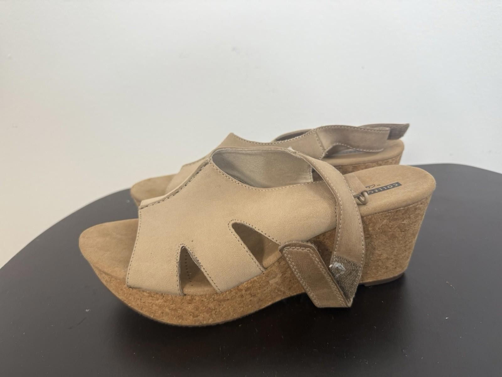 Clarks Clarks Platform Cork Wedge Sandals Cushion Nubuck Light Tan Size US 11 / IT 41 - 5 Thumbnail
